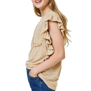 Hayden Girl's Ruffle Pocket Tee KIDS - Girls - Clothing - Tops - Short Sleeve Tops Hayden Los Angeles   