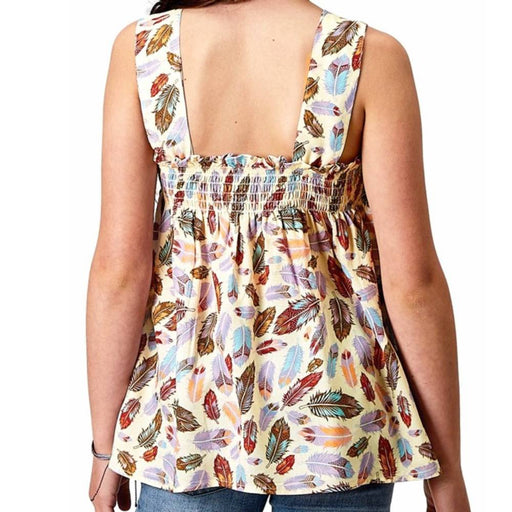 * Roper Girl's Smocked Feather Tank Top - FINAL SALE KIDS - Girls - Clothing - Tops - Sleeveless Tops Roper Apparel & Footwear