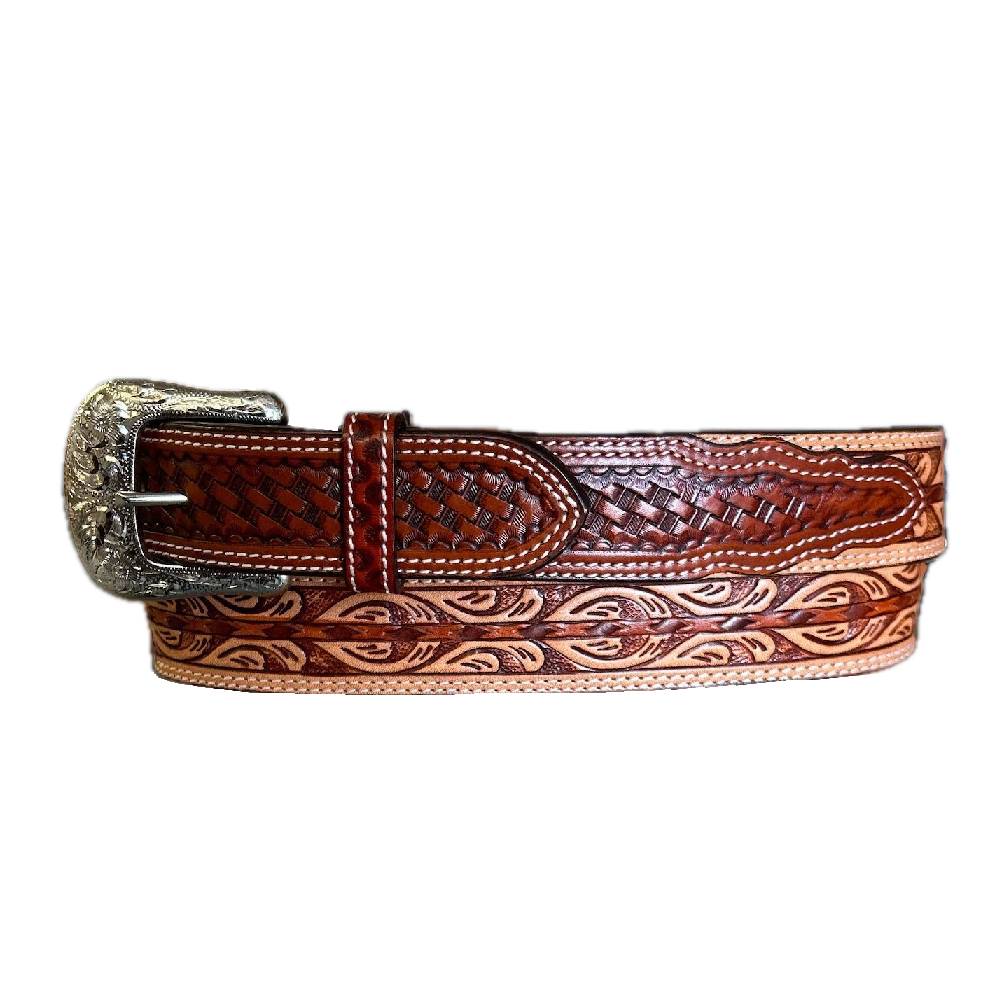 Ranger Belt Company Natural Tooled Basket Weave Belt Teskeys