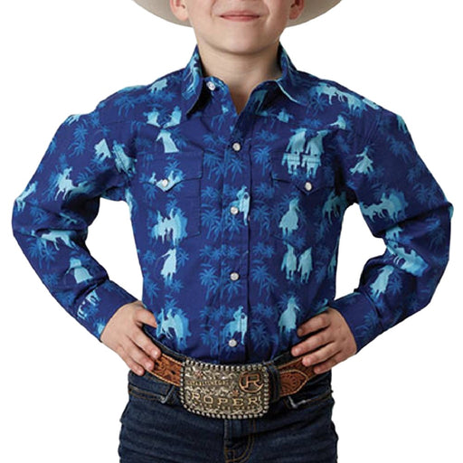 Roper Boy's Hawaiian Print Ombre Snap Shirt KIDS - Boys - Clothing - Shirts - Long Sleeve Shirts Roper Apparel & Footwear   