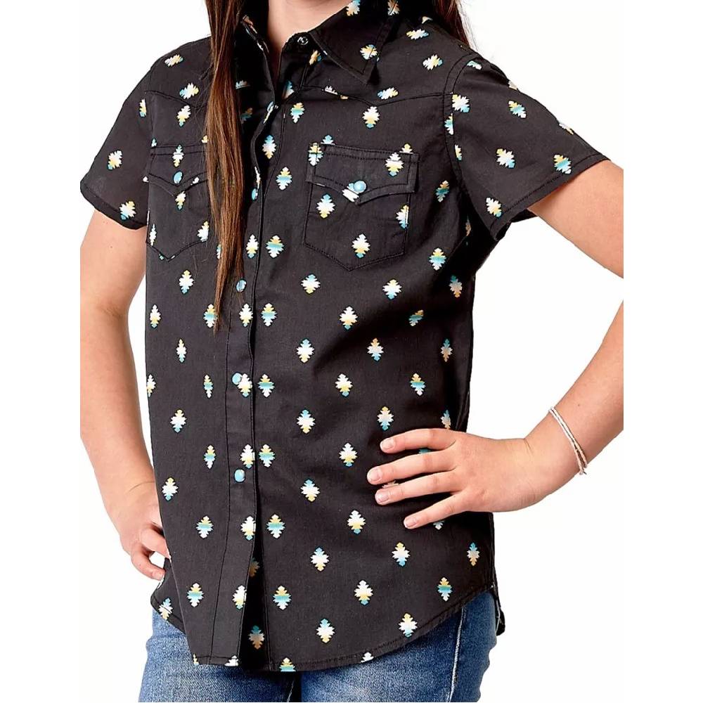 Roper Girl's Aztec Print Snap Shirt KIDS - Girls - Clothing - Tops - Short Sleeve Tops Roper Apparel & Footwear   