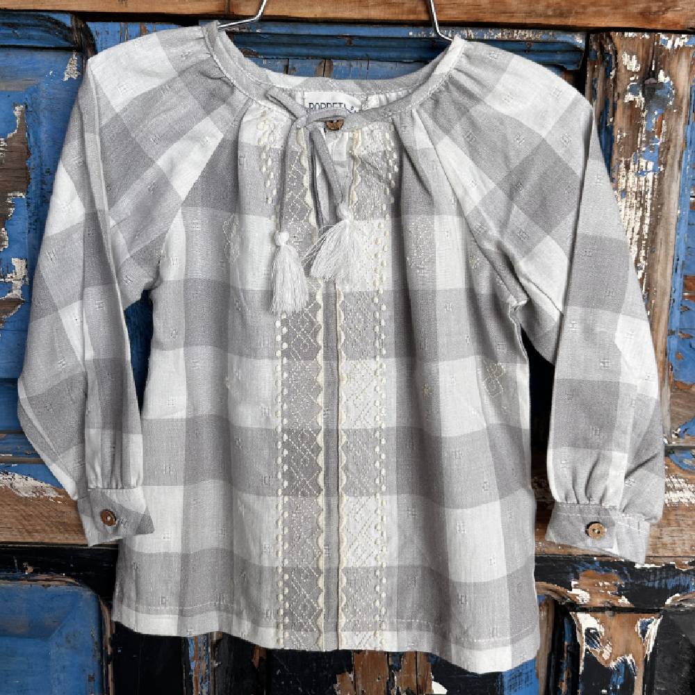 Poppet & Fox Toddler Grey Check Blouse - FINAL SALE KIDS - Baby - Baby Girl Clothing Poppet & Fox   