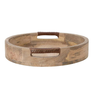 Mango Wood Tray w/ Leather Wrap Handle HOME & GIFTS - Home Decor - Decorative Accents Creative Co-Op   