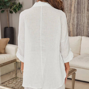 Button Down Linen Shirt WOMEN - Clothing - Tops - Long Sleeved Milio Milano   