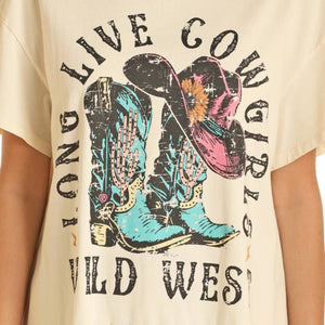 Rock & Roll Denim Women's Wild West Oversized Fringe Tee WOMEN - Clothing - Tops - Short Sleeved Panhandle   