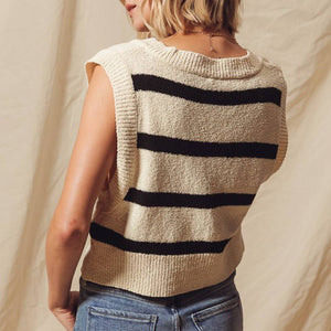 Striped V-Neck Sweater Vest Top WOMEN - Clothing - Tops - Sleeveless So Me   
