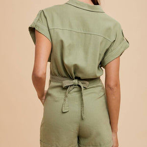 Linen Effect Romper WOMEN - Clothing - Jumpsuits & Rompers Anniewear   