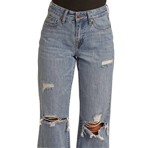 Rock & Roll Denim Women's High Rise Distressed Flare Jeans WOMEN - Clothing - Jeans Panhandle   
