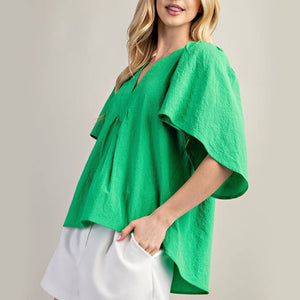 Oversized Flutter Sleeve Blouse WOMEN - Clothing - Tops - Short Sleeved Glam   