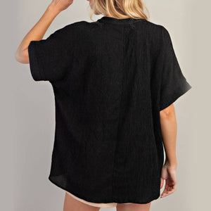 V-Neck Textured Blouse WOMEN - Clothing - Tops - Short Sleeved Glam   