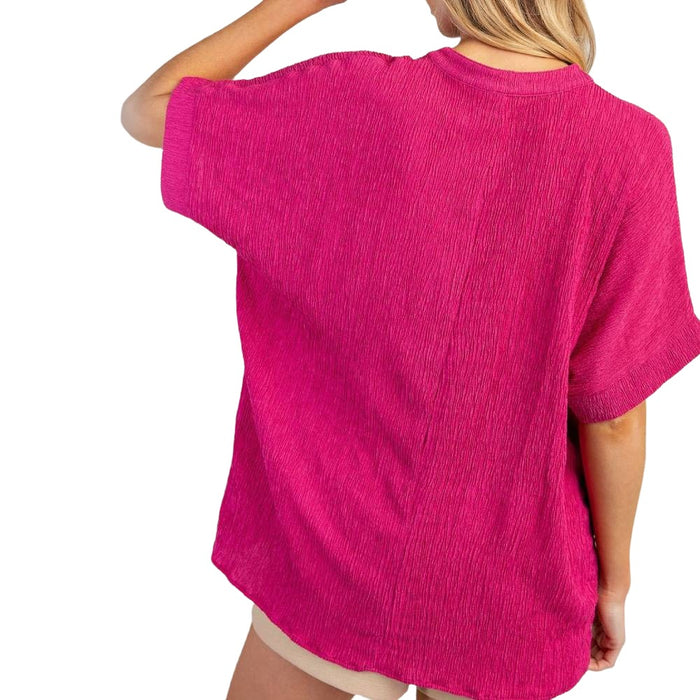 * V-Neck Textured Blouse - FINAL SALE WOMEN - Clothing - Tops - Short Sleeved Glam