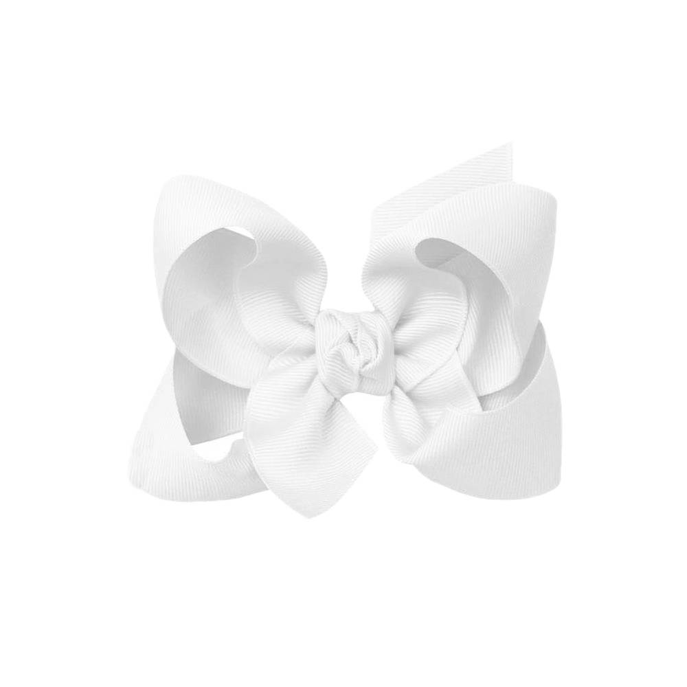 Signature Grosgrain Bow on Clip - 4.5" White KIDS - Girls - Accessories Beyond Creations LLC   