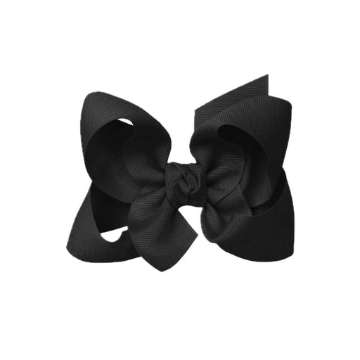 Signature Grosgrain Bow On Clip - 4.5" Black KIDS - Accessories Beyond Creations LLC   