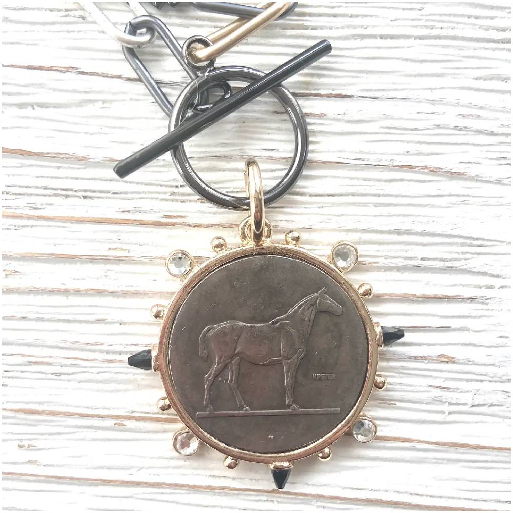 Horse French Bee Coin Necklace - 20" WOMEN - Accessories - Jewelry - Necklaces VB&CO Designs   