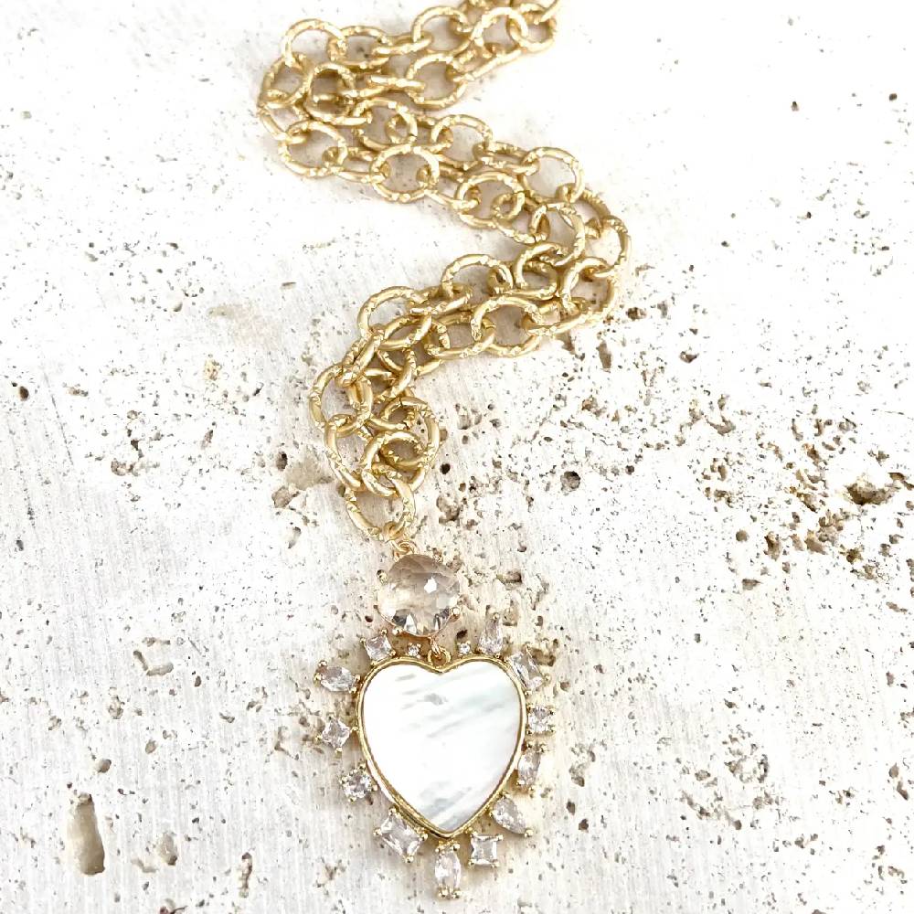 Heart Chunky Chain Crystal Necklace WOMEN - Accessories - Jewelry - Necklaces VB&CO Designs   