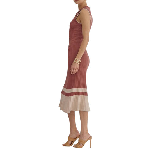 * Collared Ribbed Knit Midi Dress - FINAL SALE WOMEN - Clothing - Dresses Entro