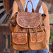 Scout Leather Co, Ada Tooled Two Pocket Backpack - Tan ACCESSORIES - Luggage & Travel - Backpacks & Belt Bags Scout Leather Goods   