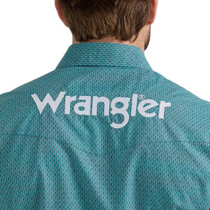 Wrangler Men's Logo Turquoise Geo Shirt MEN - Clothing - Shirts - Long Sleeve Shirts Wrangler   
