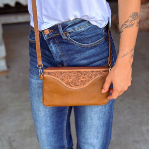 Scout Leather Co. Ellie Tooled Crossbody - Tan WOMEN - Accessories - Handbags - Crossbody bags Scout Leather Goods   