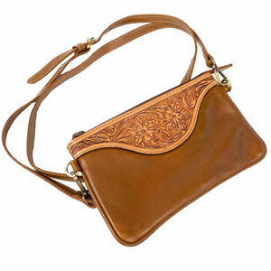 Scout Leather Co. Ellie Tooled Crossbody - Tan WOMEN - Accessories - Handbags - Crossbody bags Scout Leather Goods   