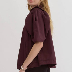 Puff Sleeve Button Top WOMEN - Clothing - Tops - Short Sleeved Entro   