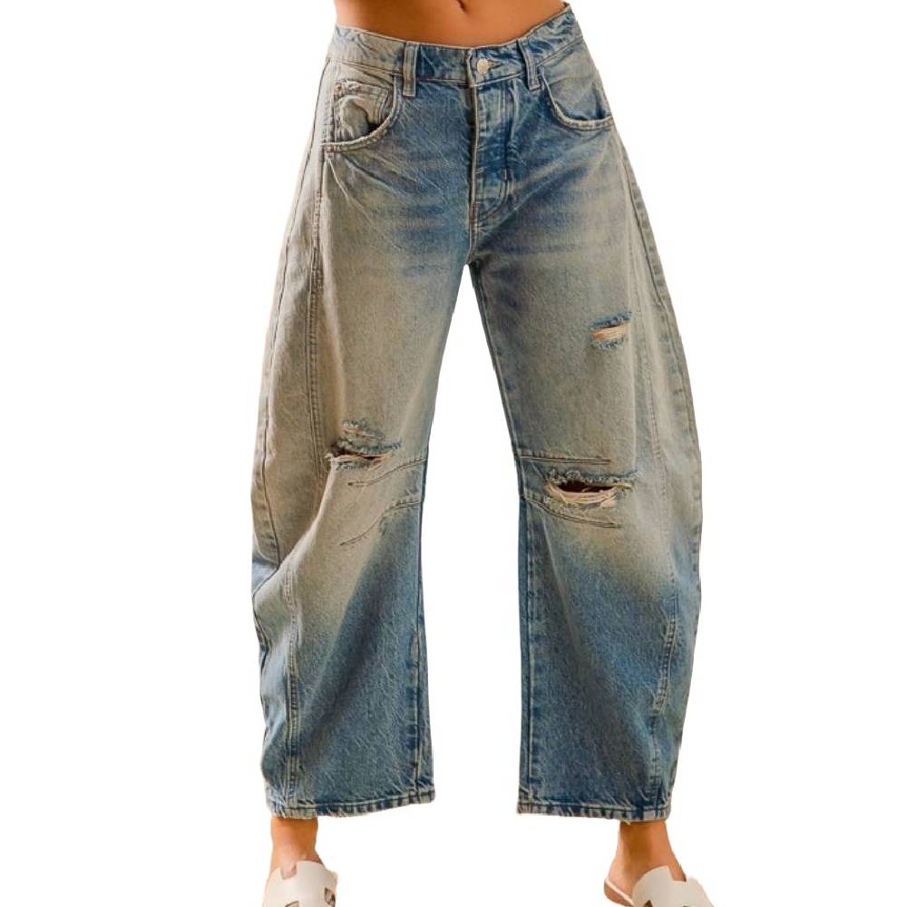 Mid Rise Distressed Skater Jeans - FINAL SALE WOMEN - Clothing - Jeans So Me   