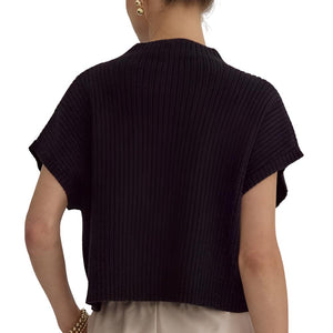 Mock Neck Solid Knit Top WOMEN - Clothing - Tops - Short Sleeved Entro   