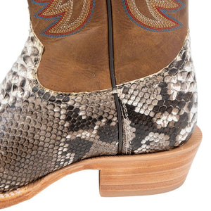 R. Watson Men's Natural Python Square Toe Boot - FINAL SALE MEN - Footwear - Exotic Western Boots R Watson   