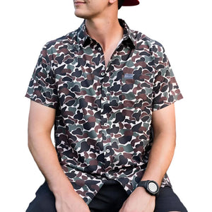 Burlebo Throwback Camo Performance Button Up Shirt MEN - Clothing - Shirts - Short Sleeve Shirts Burlebo   