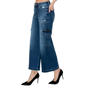 Risen High Rise Cropped Cargo Jeans