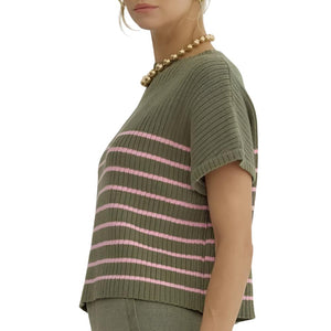 Striped Sweater Top WOMEN - Clothing - Tops - Short Sleeved Entro   