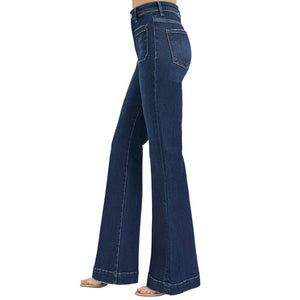 Risen Elastic High Rise Flare Jeans WOMEN - Clothing - Jeans Risen Jeans   