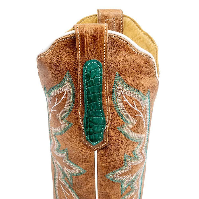 R. Watson Women's Nubuck Turquoise Caiman Cutter Toe Boot WOMEN - Footwear - Boots - Exotic Boots R Watson