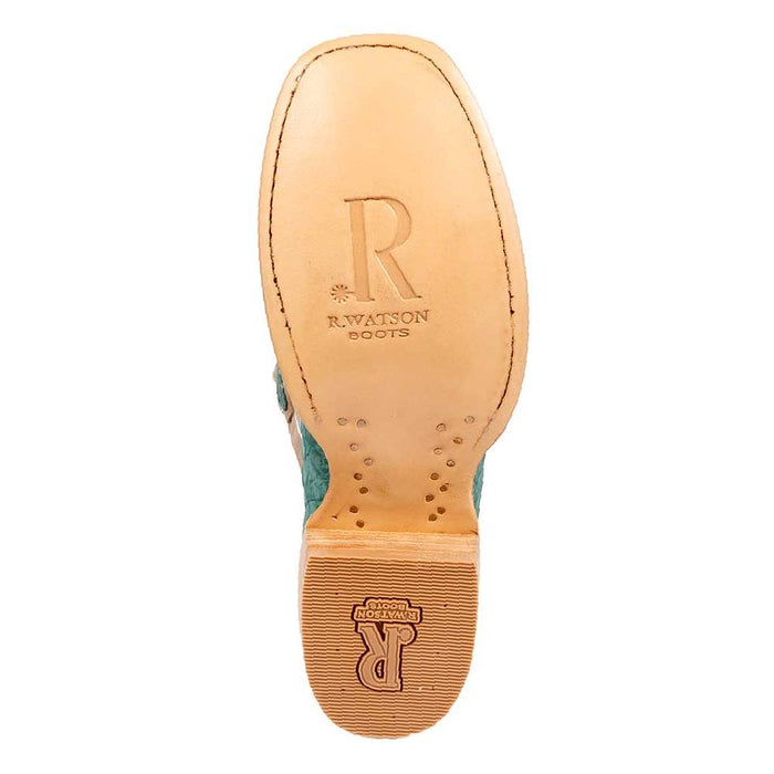 R. Watson Women's Nubuck Turquoise Caiman Cutter Toe Boot WOMEN - Footwear - Boots - Exotic Boots R Watson