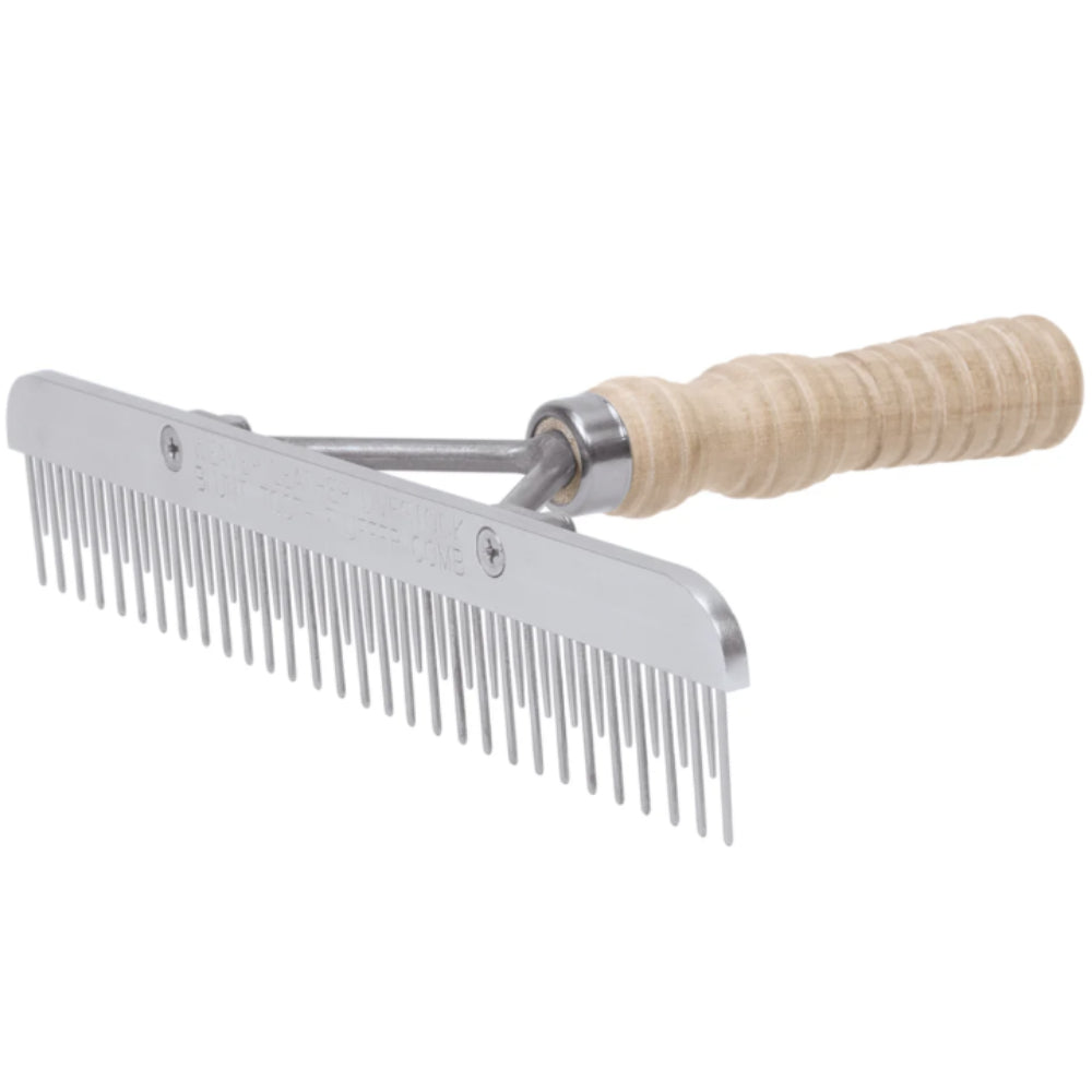 Weaver Blunt Tooth Fluffer Comb with Wood Handle and Stainless Steel Replaceable Blade Equine - Grooming Weaver Leather   