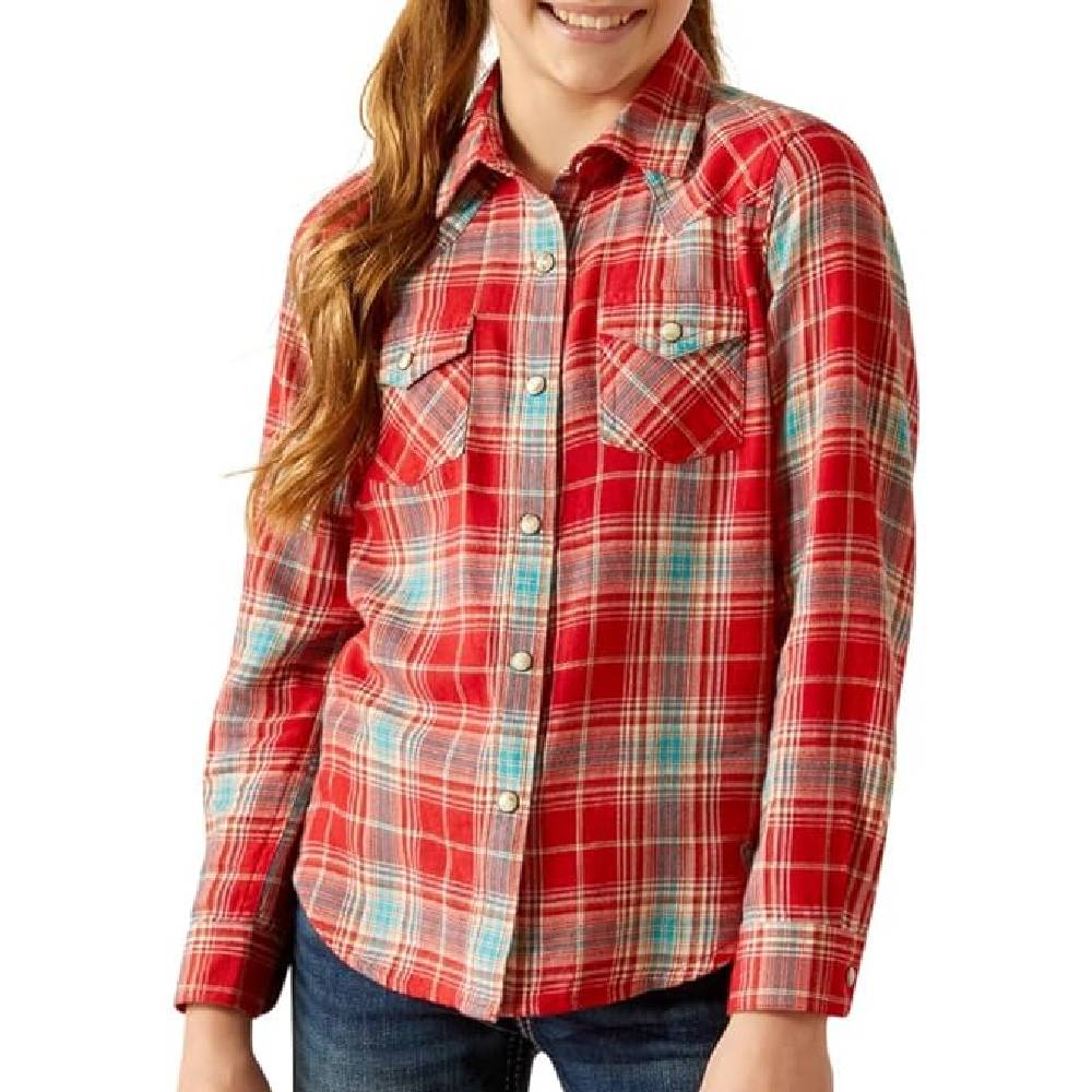 L/S Barn Plaid Snap Shirt KIDS - Girls - Clothing - Tops - Long Sleeve Tops Ariat Clothing   