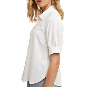 Puff Sleeve Linen Top WOMEN - Clothing - Tops - Short Sleeved WISHLIST   