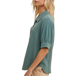 Puff Sleeve Linen Top