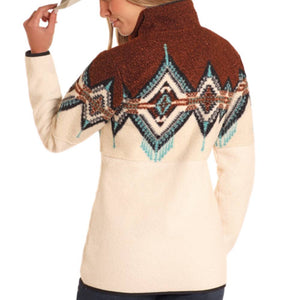 Powder River Women's Aztec Border Berber Pullover WOMEN - Clothing - Pullovers & Hoodies Panhandle   