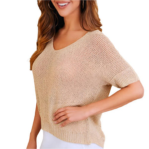 Metallic Open Knit Top