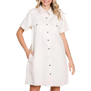 Solid Button Down Dress WOMEN - Clothing - Dresses Jodifl   