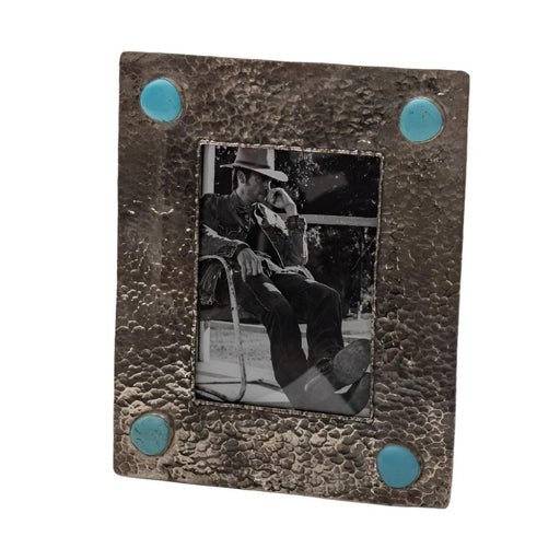 J. Alexander Silver 5x7 Frame w/Turquoise Stones HOME & GIFTS - Home Decor - Decorative Accents J. Alexander Rustic Silver