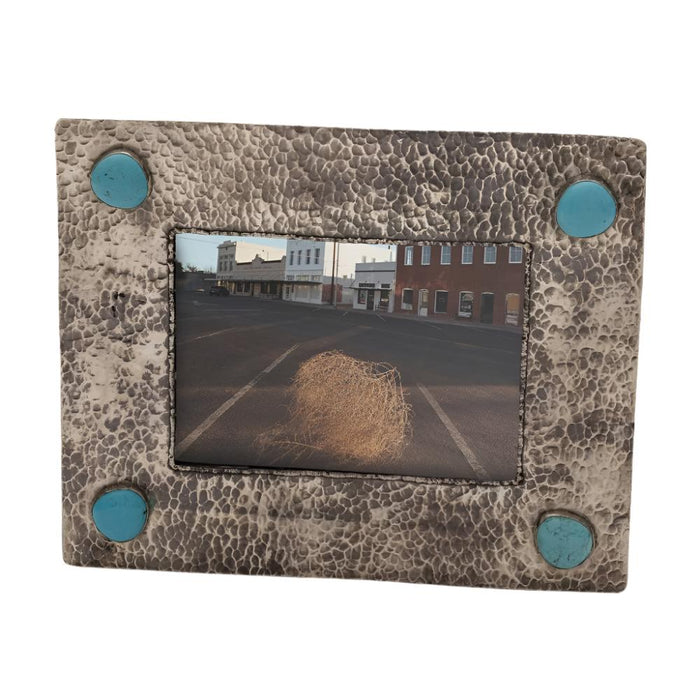 J. Alexander Silver 5x7 Frame w/Turquoise Stones HOME & GIFTS - Home Decor - Decorative Accents J. Alexander Rustic Silver