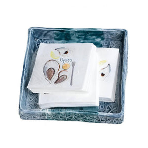 Hand-Painted Debossed Stoneware Napkin Holder HOME & GIFTS - Tabletop + Kitchen - Kitchen Decor Creative Co-Op   