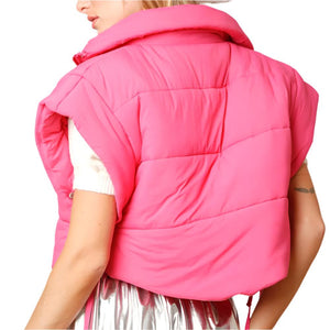 Cropped Puffer Vest WOMEN - Clothing - Outerwear - Vests Peach Love California   