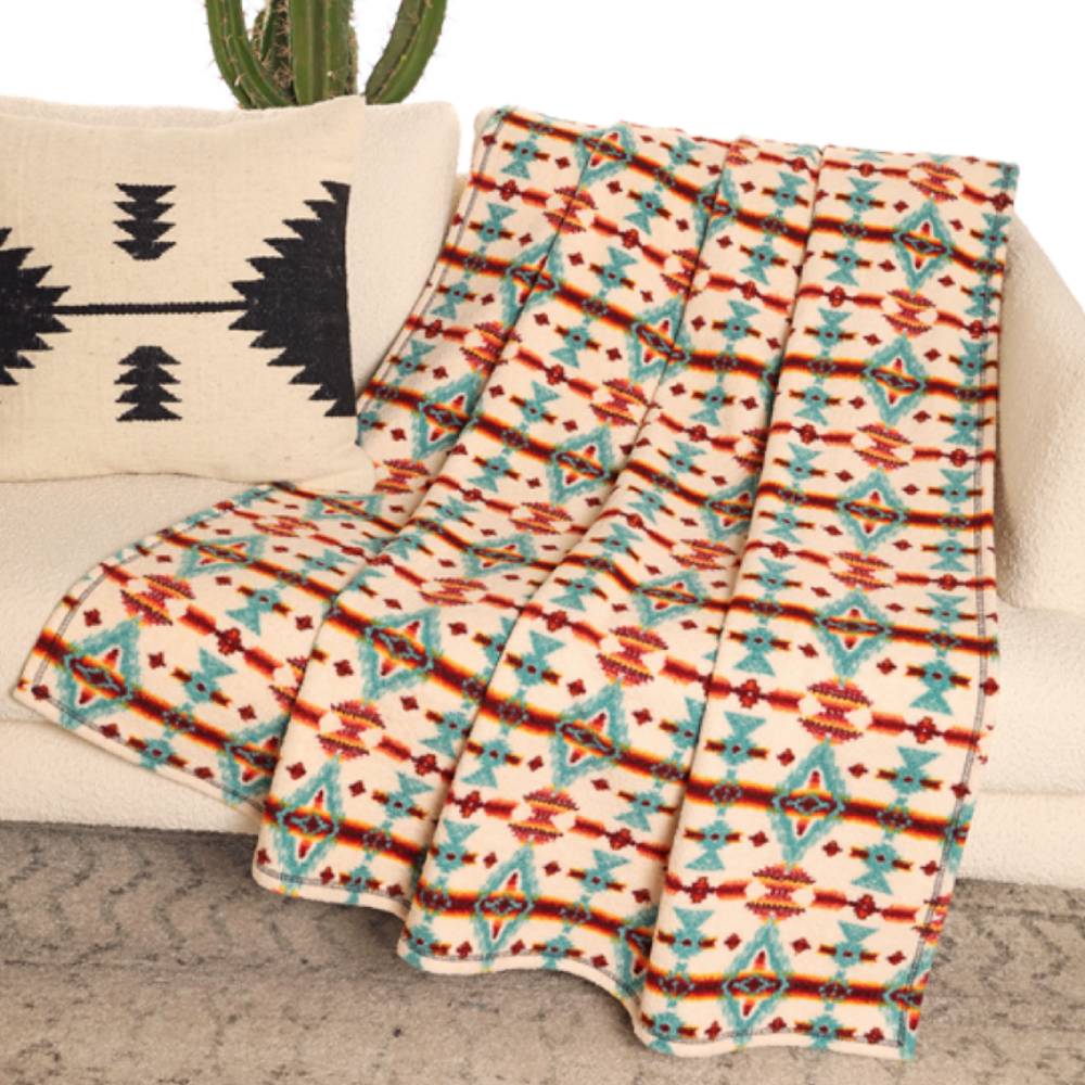 Rock & Roll Denim Aztec Printed Berber Blanket HOME & GIFTS - Home Decor - Blankets + Throws Panhandle   