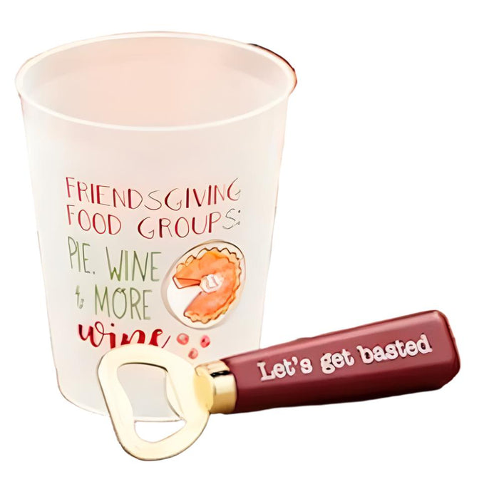Mud Pie Friendsgiving Party Cup and Opener Set HOME & GIFTS - Home Decor - Seasonal Decor Mud Pie Lets Get Blasted  