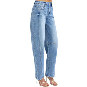 Risen High Rise Boyfriend Cuffed Barrel Jeans