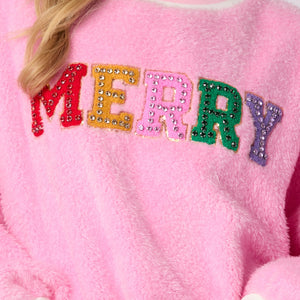 Oversized "Merry" Fur Sweatshirt WOMEN - Clothing - Pullovers & Hoodies Peach Love California   