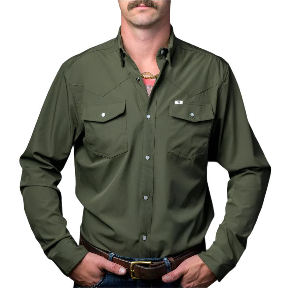 Ferrell Brand Core Snap Shirt - Olive MEN - Clothing - Shirts - Long Sleeve Shirts Ferrell Brand   